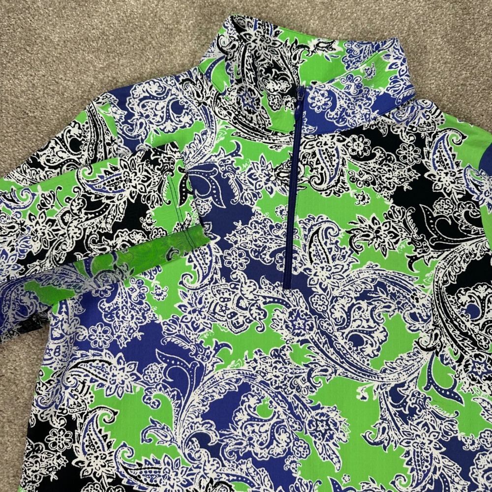 IBKUL Womens Small Paisley Print Quarter Zip Pullover‎ Golf Athletic Top